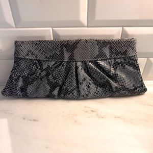 Lauren Merkin grey snakeskin clutch